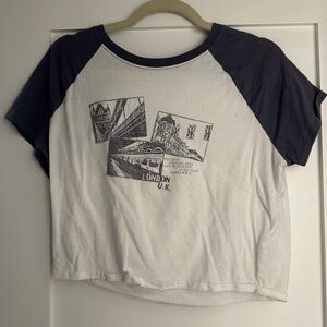 Hollister Navy and White Graphic Tee